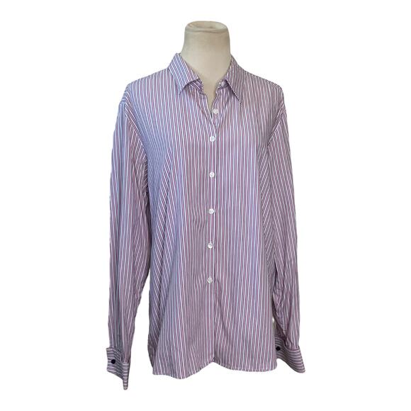 Charter Club pink striped buttoned long sleeves shirt size 16 - Picture 4 of 7